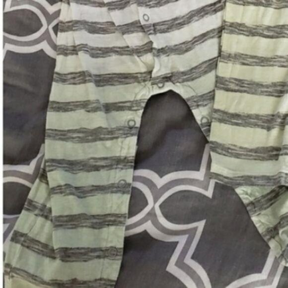 Burts Bees NWT organic cotton ombre hooded one-piece pajamas green white 24m - Picture 4 of 4